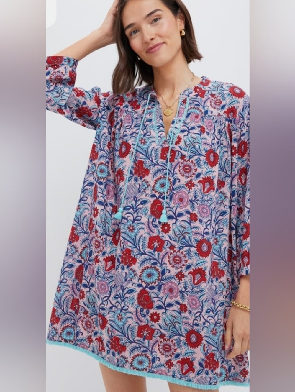 TUCKERNUCK Beasch Mauve and Rose Wildflower Bondi coverup Size S